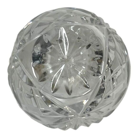 Royal Brierly England 4" Mini Vintage Hand-Cut Crystal Bud Vase Floral Design - Picture 6 of 8